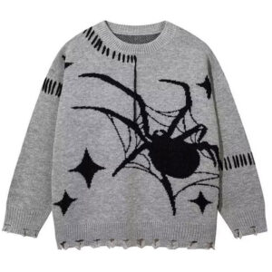 Custom Logo Men's Cotton Distressed Pullover Jacquard Sweater