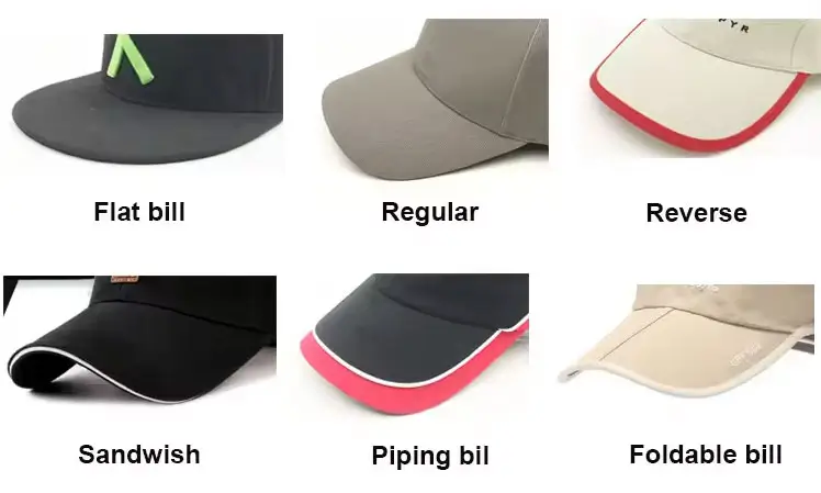 custom baseball  cap visor options