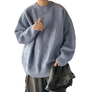 Designer Knitted Men's Long Sleeve Pullover Crew Neck Sweater