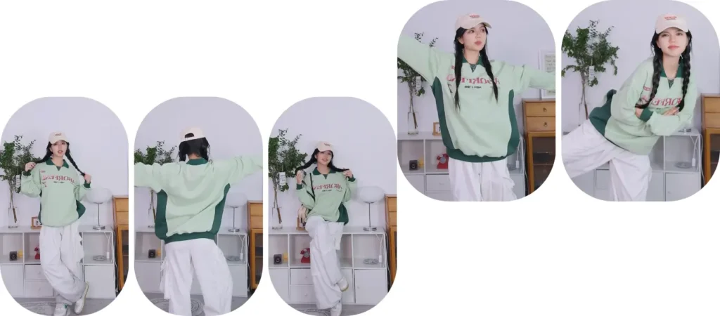 felpa con colletto verde